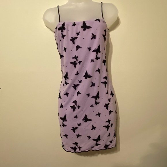 Purple Butterfly Bodycon Dress - Size L - Picture 5 of 7